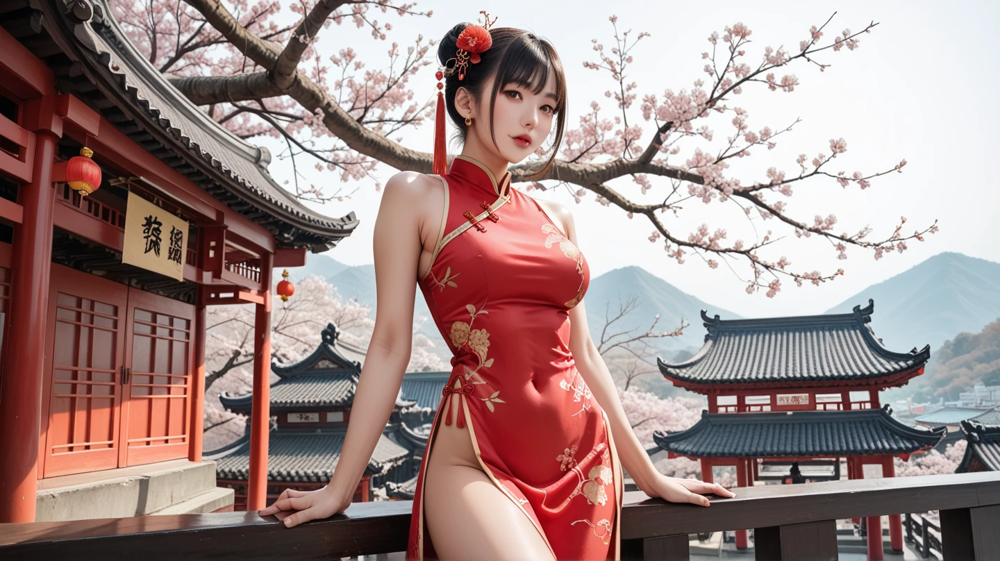 (((very detailed , 8k wallpaper, masterpiece, High resolution, highest quality))), ((Beautiful woman, Model-like posture, acrobatic pose,fighting pose,)),((Chinese dress style idol costume, A cute and sexy outfit with colorful frills and sexy slits.):1.5),(Chinese dress style idol costume:1.4),
(A cute and sexy outfit with colorful frills and sexy slits.:1.3), ((very detailed顔, very detailed black eyes, extra detailed body, highest qualityのリアルテクスチャスキン)), (Short Bob Cut Hair, white skin,), (Chinese style wall), surreal, digital paint,