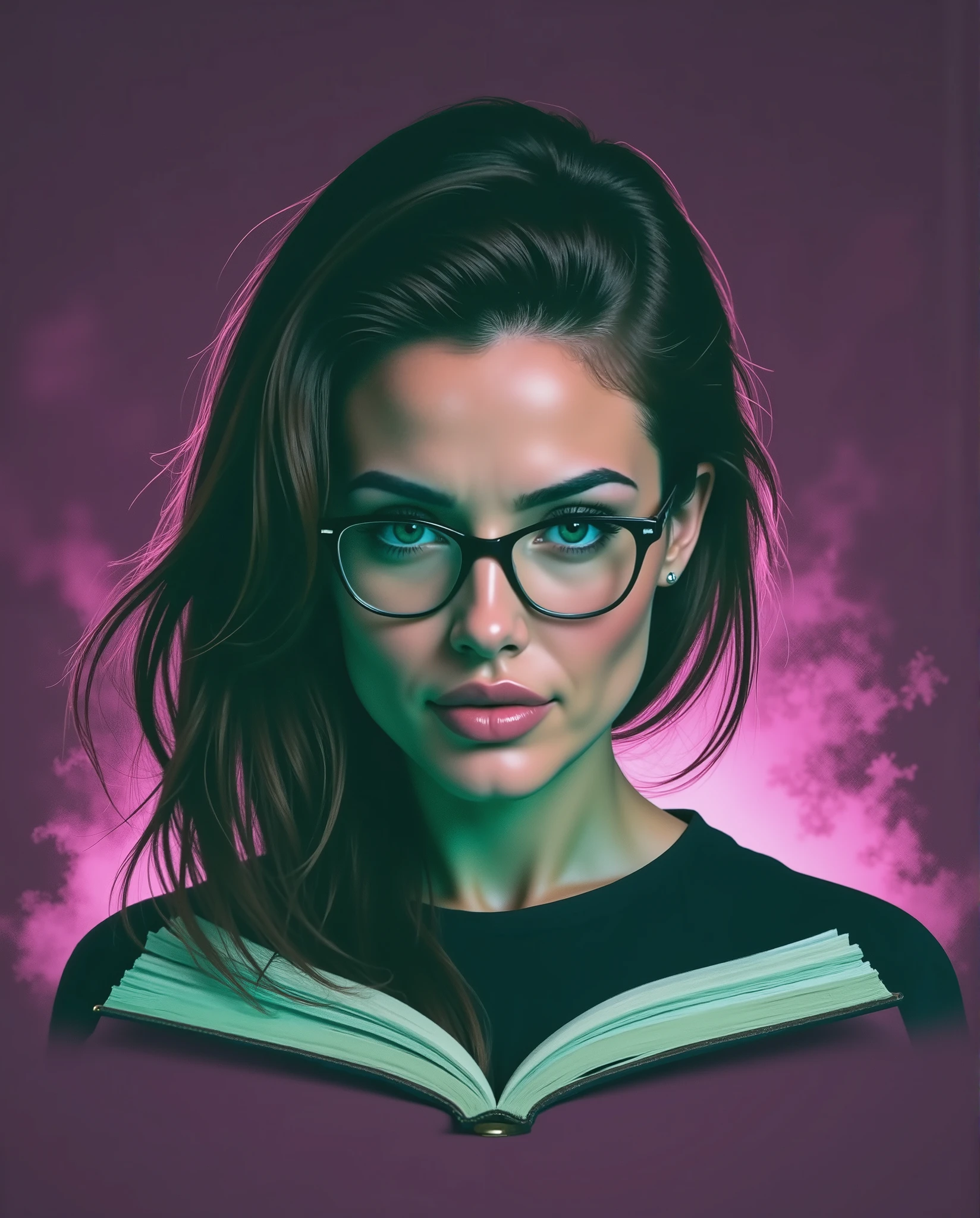 Cinematic photo of a middle-aged woman,she is a brunette, she is 50 years old ,full body view, glasses