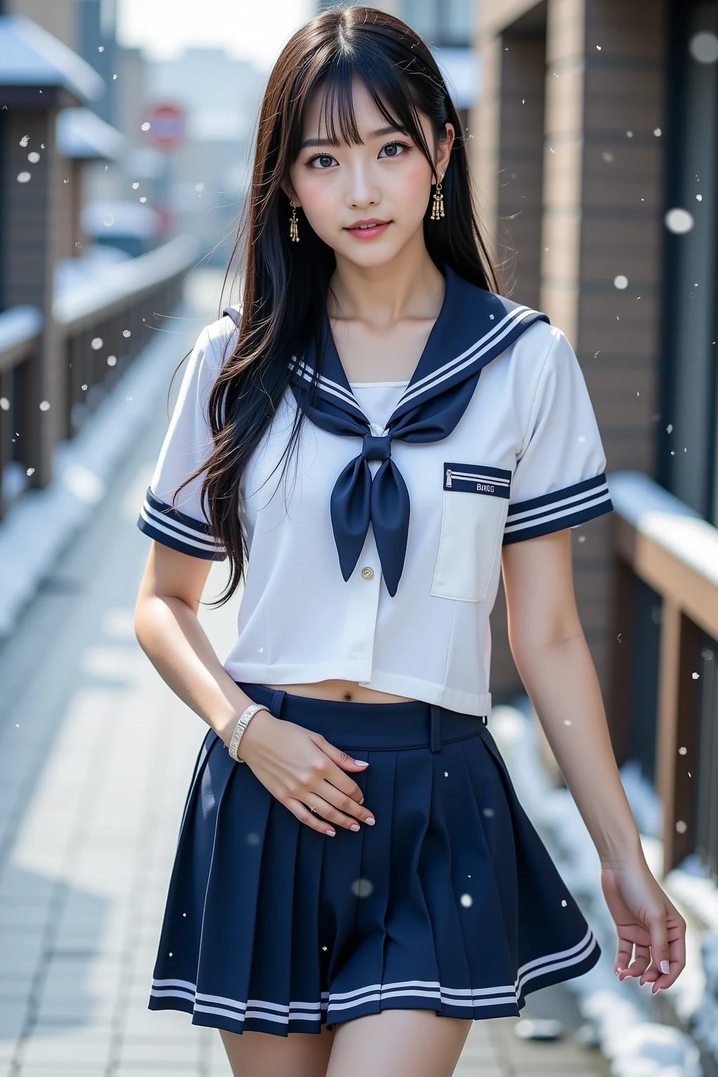 8K、RAW Photos、Highest quality、Japanese Model、Young and sexy gravure idol、Young and cute gravure idol、リアルなYoung Gravure Idol、Real fleshy gravure idol、Young Gravure Idol、A sophisticated gravure idol、Young and skinny gravure idol、The most beautiful Asian girls of all time、Sailor suit、mini skirt、Beach,Blur the background