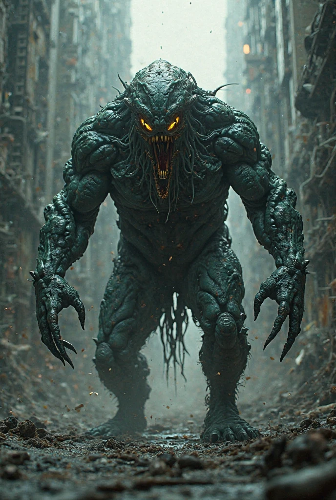 cthulhu, Colossal, destroying cities, in the rain, the night, ((best qualityer, extreme quality, Masterpiece artwork)), realisitic