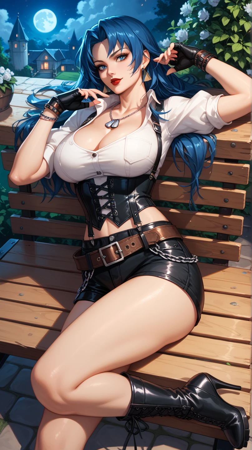 1girl,have a big sword,light blue hair, curly medium hair,light blue eyes, navy long Scarf,blue brassiere,blue miniskirt,wearlight blue tights,blue long boots,masterpiece, best quality, high quality 