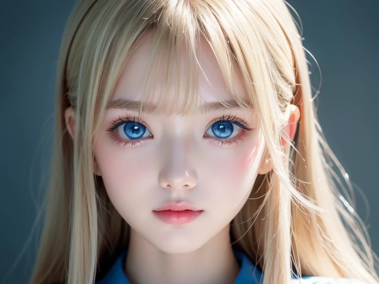 RAW Photos、((((Extremely beautiful portrait)))、(((Bright and fair skin))、1 girl、、Sailor suit、A 15-year-old pretty, bright, natural platinum blonde beauty.、((Gorgeous, natural, bright white platinum blonde))、Super long straight hair、Beautiful Bangs、[Attractive large bright blue eyes]、Smooth, thin and super long hair、Eyeliner、Hair between the eyes、smile、((masterpiece、最high quality、Ultra Detail、Film Light、Intricate details、High resolution、8k、Very detailed))、Detailed Background、8k UHD、Digital SLR、Soft Light、high quality、Film Grain、Fujifilm XT3、Shallow depth of field、Natural light、(Perfect hands)、Perfect beautiful face、Small Face Beauty、round face、Cheek gloss highlighter
