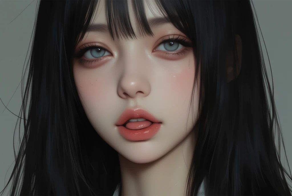 Seductive incitement,(Seductive lascivious face), (drooling and opening mouth) , Licking with her mouth,( Licking gestures)、close up of face、beautidful eyes、Beautiful mouth、Beautiful skins、、Beautiful lips、A detailed face、(((Sweat,steam,Lower grade)))、(Brown hair)、White shirt and black jacket