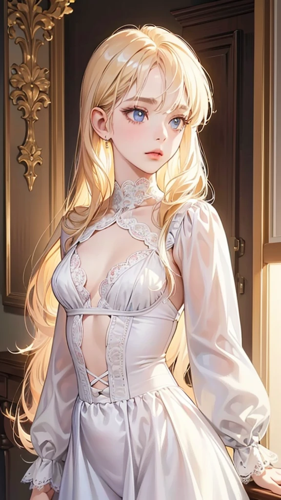 (8k、Live Shooting、highest quality、Masseter muscle area:1.2)、Very detailed、Super Resolution、(Realistic、Realistic photos:1.37)、Portraiture、High-quality RAW color photos、Professional photography、hVery detailed and beautiful、Very detailed、8k wallpaper、Amazing details、Large file size、Official Art、HVery detailed CG Unity 8k wallpapers、hVery detailed beautiful girl、Very detailedな顔、Very detailedな目、Very detailedな肌、Very detailedな指、hVery detailed nose、Very detailed、Perfect Anatomy、Detailed Background、Attentive service、((１woman))、(20:1.2)、20th generation、pretty girl、Realistic body、、White skin、Glowing Skin、Blonde、((Straight and medium-long hair))、((Neat bangs: 1.4))、Cute face、Lifelike Face、Delicate eyes、Droopy eyes、((By the pool))、((White lingerie))、(((No bra)))、(((The woman&#39;The chest is exposed)))、((she has her arms crossed behind her head.))、((woman&#39;hands are delicate and beautiful))、((Standing posture))、((Sexy Bose))、ear nipple ring、necklace、Cowboy Shot、((landscape))、Contrapo、Dynamic Lighting、((FirmＣcup))、((Cleavage))、((Small and beautiful pink areola,,,,,,,,,,,,,,,,,))、((Look Behind You))、((Expressions of enduring pain))、