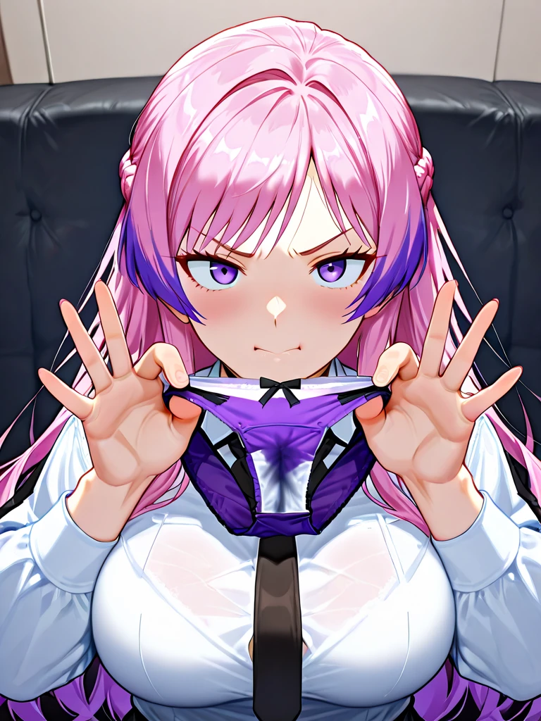 best quality,ultra detailed,extremely detailed and beautiful,perfect anatomy,perfect hands,(rape),fellatio,penis in mouth,cowgirl position,(8--old,ld),irl,solo),(hakui_koyori),(flat chest,small areola), (wolf ears:1.1),wolf tail,pink hair, (ahoge),crown braid,double bun, purple ey,es,(red school bag ),white lab coat,collared white shirt, frilled skirt, pink necktie , navel, sleeveless, black stocking, (black skirt),(half undressed:1.5),