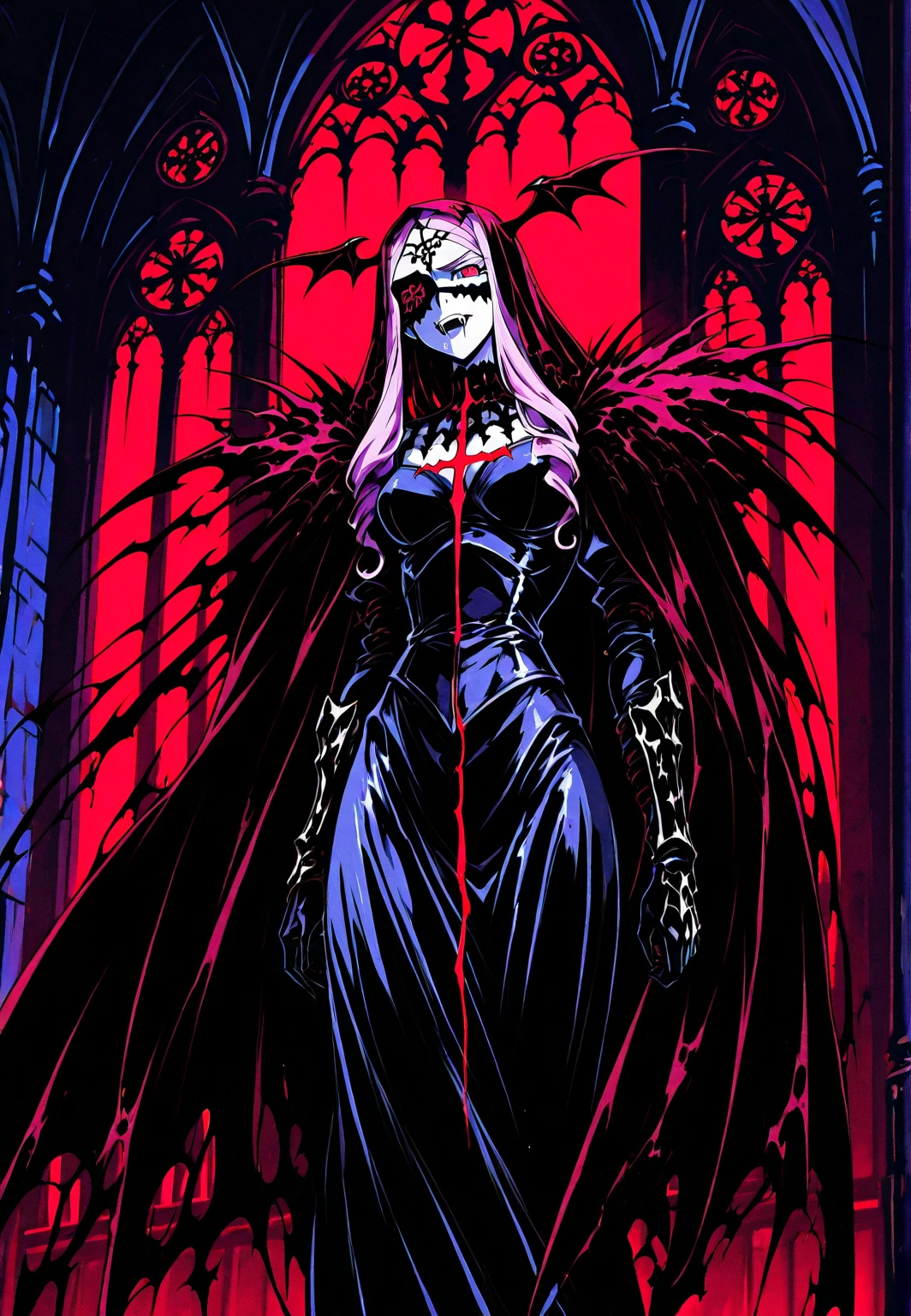 Fantasy art, RPG art, Dark fantasy art,  picture of extremely 1beautiful Barbie vampire, Barbie mistress of death, she has long hair, flowing hair, wavy hair, blond hair, pale grey skin, red eyes, stains of blood on face, she wears dark pink dress, silk dress, she wears stockings, high heels, Barbie dollhouse backgrond, dynamic position, (full body: 1.2) dim candles light, dark fantasy art, gothic art, dynamic angle, best details, best quality, 16K, [ultra detailed], masterpiece, best quality, (ultra detailed), full body, ultra wide shot, photorealistic, 2.5D rendering, NeroV2
