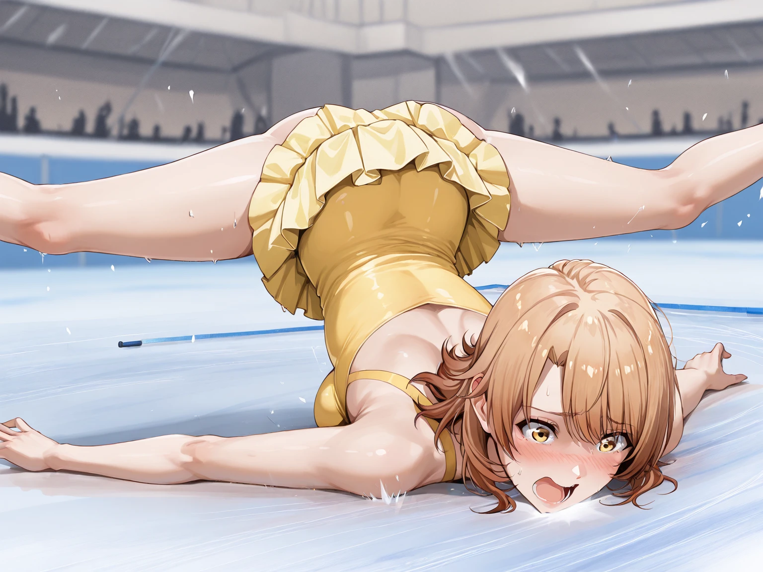 score_9, score_8_up, score_7_up, source_anime, (leaning back:1.4), cowgirl position,bouncing breasts,(((man of top))),head back,tongue out,pussy,vaginal penis,(((motion lines))),(((vulgarity))), trembling,motion lines, (((wrestling ring)))), ((1man)and(1petit girl)), (hetero), ((((1petit girl,short stature)))), girl is 10 years old, (slender body:1.4), (long hair, french braid),straight hair, blonde hair, light blue eyes, ((((flat chest)))), covered navel, collarbone, pale skin,shiny skin, ((She wears white competition swimsuit)), ((((ahegao)))),(rolling eyes:1.4), (trembling), (cum on clothes:1.4),cum on body,excessive cum,cum facial,bukkake,cum on hair,cum in pussy, clothing aside, clothed, text, (1man), small penis,