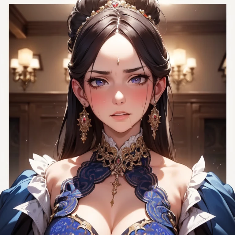 wgz style,Highly detailed portrait of a beautiful woman,perfect woman makeup,classic oil painting,Written by Shirou Masamune, Written by William Tae Kim