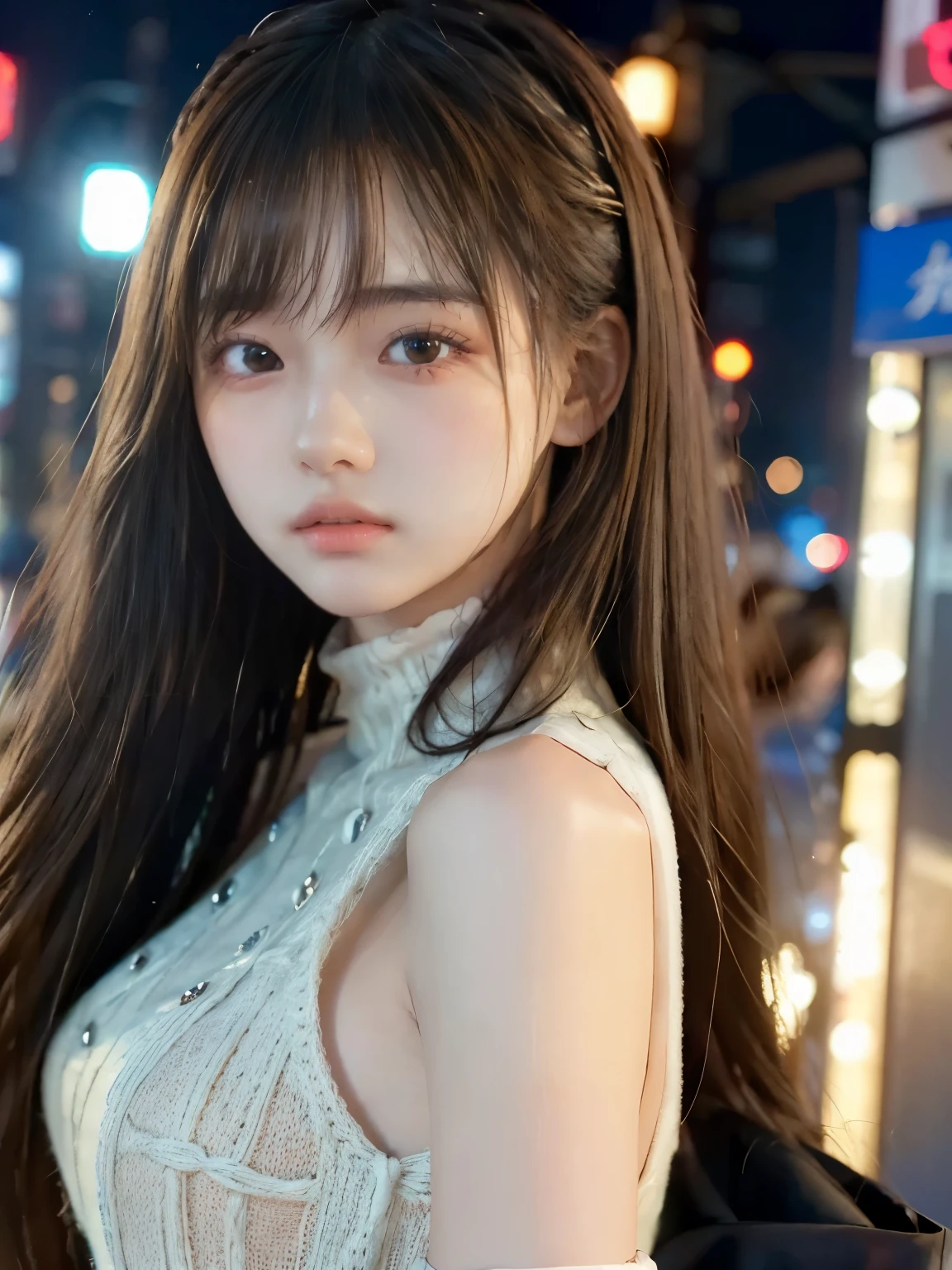 Araffe asian woman with long hair and a white top - SeaArt AI