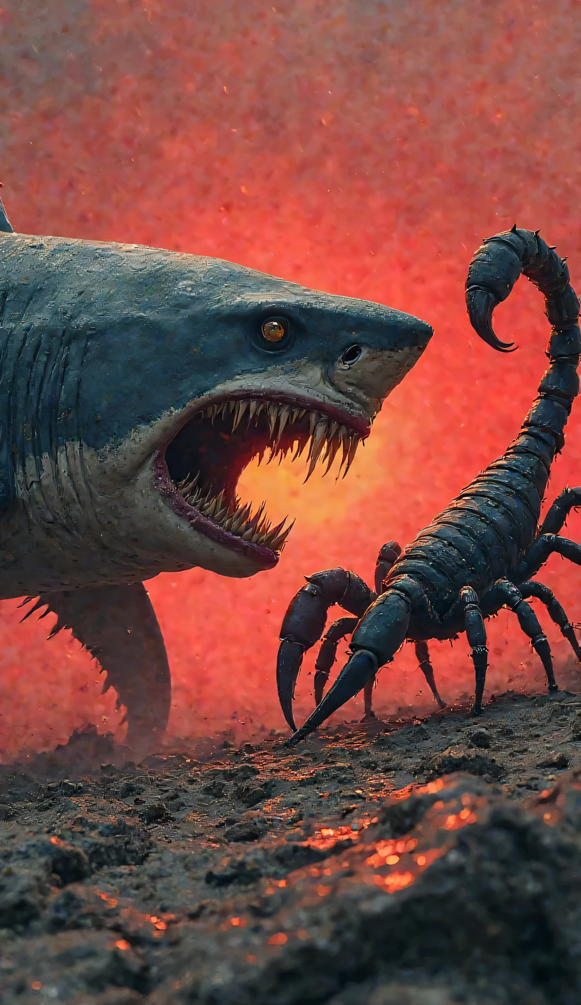 A white shark, a spider and a snake staring at me.