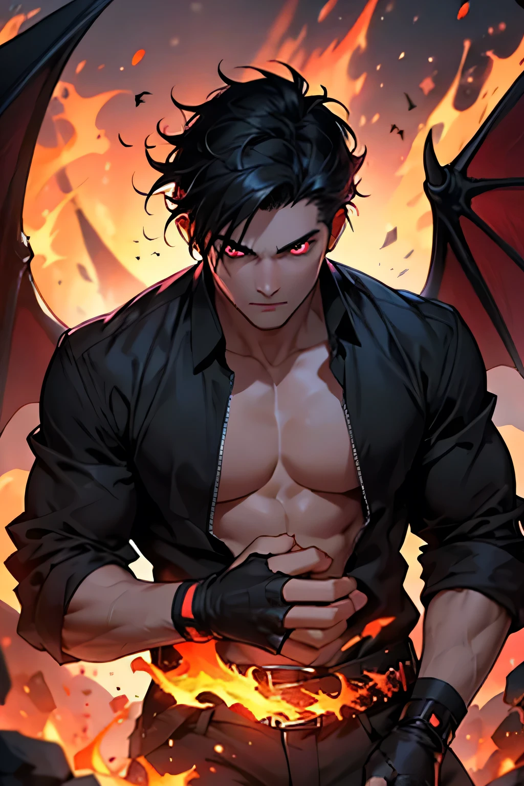 Male Abs Big Wings Devil Sexy
