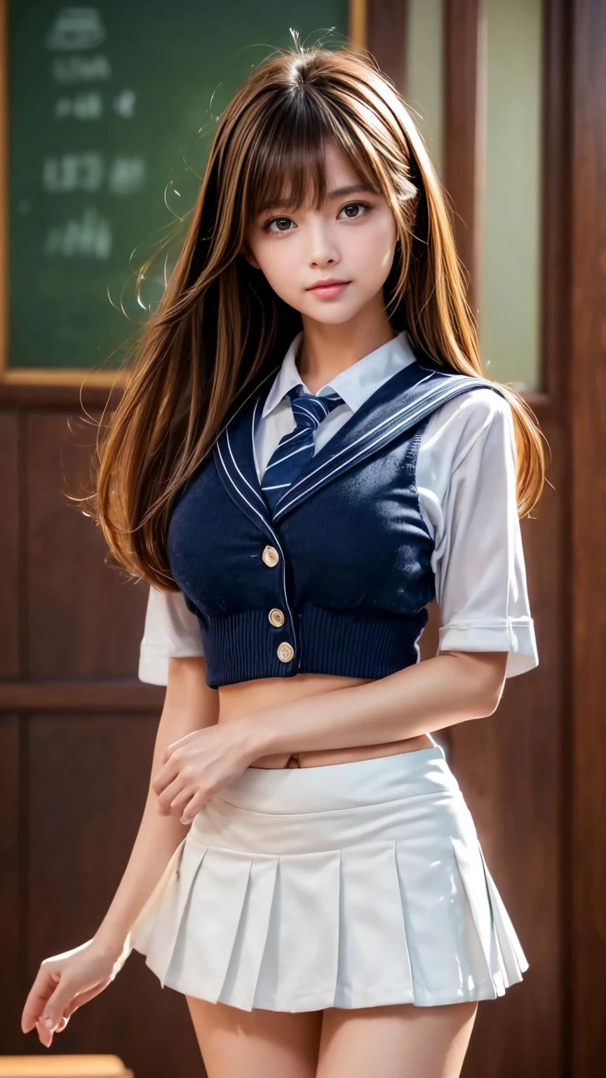 ulzzang-6500-v1.1, (Raw foto:1.2), (Photorealistic:1.4), Beautiful detailed girl, very detailed eyes and face, Beautiful detailed eyes, Ridiculous, Unbelievably ridiculous., huge file size, A highly detailed, high resolucion, Very detailed, Best Quality, Masterpiece, Chemomimi, (((JK school uniform)), Illustration, Very detailed, BAPV, integrated, 8K wallpaper, amazing, Fine details, Masterpiece, Best Quality, Highly detailed YTD uniform 8k wallpaper, light on the face, Cinematic lighting, 1Girl, 16yo, ((No bra)), ()), ((Dynamic Pose)), (camel toes), (half), (Pantyhose)