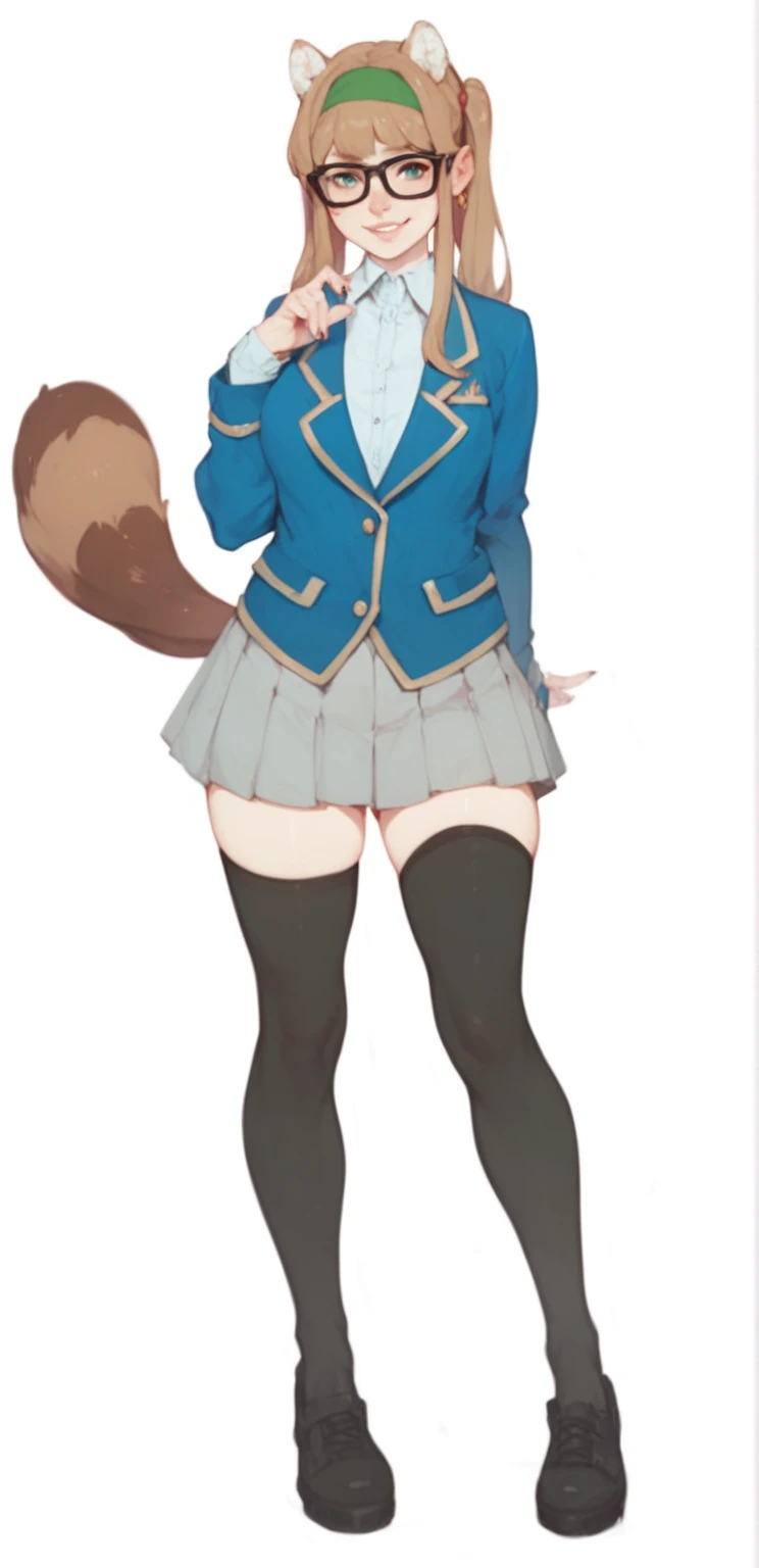nsfw, masterpiece, bset quality, 1girl,white thighhighs,nature, mutiple views, ass views and dress views, (PureErosFace_V1:0.7), elora furry, detailed and extremely fluffy body fur, fluff, masterpiece, looking up beautiful surroundings, detailed background, happy, leaf-dress, (sfw), furry, no clothes animal, 14 years old, put it inside, masterpiece, best quality, high res, perspective, 1girl, (sharp focus), looking ahead, blue eyes, medium breasts, ahoge, hair ornament, twin braids, necktie, halo, bangs, hair between eyes, blue eyes, shirt, skirt, smile, white police uniform, open mouth, hat, blue shirt, (white jacket:1.1), belt pouch, silver hair, black stockings, salute, hand on own hip, white background, one eye closed