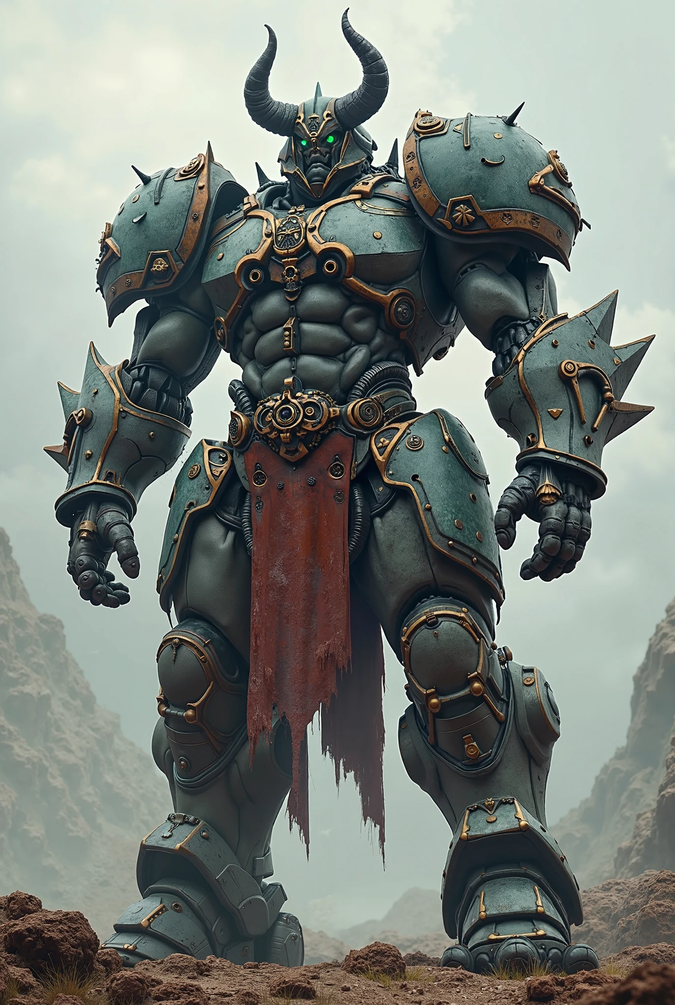 Arafed male in armor standing on a rocky terrain - SeaArt AI