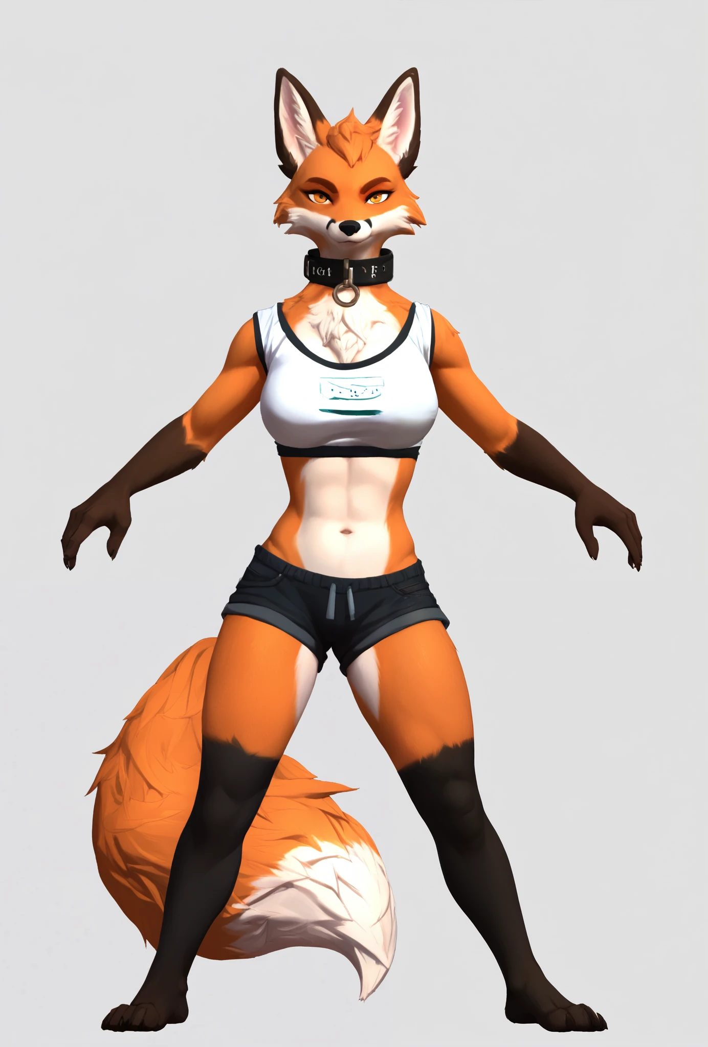 Masterpiece, (high quality:1.65), best picture quality, (high resolution:1.65), figure, (absurd resolution:1.65), digital painting, (artwork), (by Dagasi), (fluffy fur), anthro (fox:1.5), (Detailed face:1.5), Cute face, (No clothing:1.5), (detailed breasts:1.25), (big+ breasts:1.25), perfect round breasts, (sexy body:1.5), breasts focus, Normal breasts structure, (2:1.2), (Average Woman's body:1.0), wide shoulders, (masculine:1.25), narrow hips, jaw line, (Knee Socks:1.5), (long snout:1.0), detailed eyes, bright and clear eyes, (Humanoid body:1.5), (Super Beautiful Face:1.5), (leg muscles:1.25), (Perfect body:1.25), (perfect three-dimensional boobs:1.35), horny, (Detailed fur:1.2), strong, (short pants:1.5), (athletic boy:1.35), 8k, 4k, 2k, Full HD, black purple and dark red fur, nsfw, showing her bare breasts
