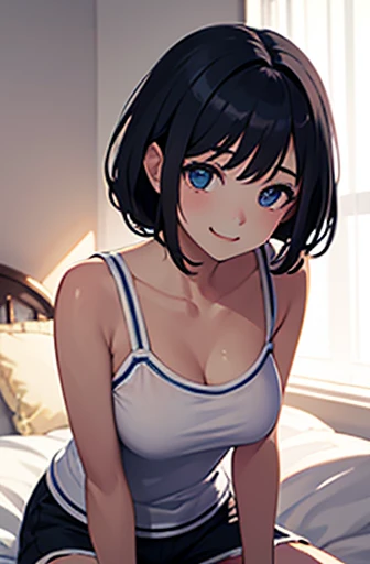 HimejimaAkeno, 1girl, closed mouth, smile, blush, black hair, long hair, purple eyes, ponytail, red ribbon,
BREAK (virgin killer sweater, sideboob, sleeveless, white sweater:1.2)
BREAK beautiful face,smiling,close up to hips, moderate breast, sitting on beds, (open mouth:0.4),portrait style,vivid colors,soft lighting, blushing, mature,
BREAK (masterpiece:1.2), best quality, high resolution, unity 8k wallpaper, (illustration:0.8), (beautiful detailed eyes:1.6), extremely detailed face, perfect lighting, extremely detailed CG, (perfect hands, perfect anatomy),