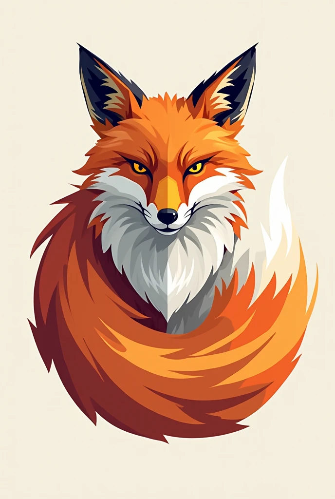 (4 divisions), Different fox tail logos attached to the letter O,  Color orange and white , without gradients