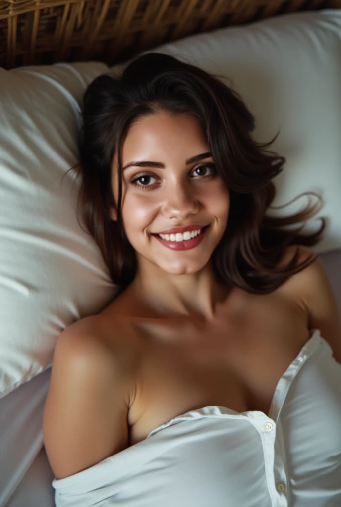 Latina girl lying on bed face down sexy pose her ass looks sexy in sexy lenderia