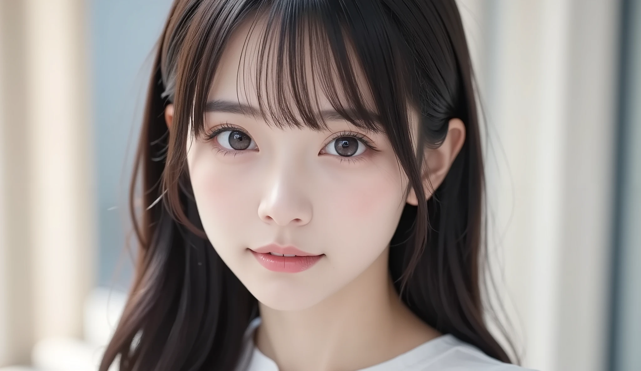 8k,Ultra High Definition , TOP QUALITY, masterpiece,rule of thirds,golden ratio,surreal, photos, one woman,( girls on the left:1.3),cute,cute顔, Beautiful Eyes in Every Detail , 細かくexhaustive,mature woman, princess,cowboy sho,smile, black hair, long bob,ID photo, luxurious and beautiful ,(A Famous Japanese Idol Girl), ((Office uniform with white shirt, blazer and pencil skirt)),(((Clean clothing))), very delicate expression , delicate eye description,, Healthy Body , (( 1 female)), Height: 160cm ,( thin waist:1.4)、( Beautiful :1.4), pink lips,profile,((( ideal figure))),Small bust, A cup :2,、 portraits:2、 perfect anatomy 、鮮明な exhaustive、 exhaustive, thin lips,Perfect and beautiful face ,完璧でcute顔, meticulous skin , Perfect Limbs 、 thin waist, surreal,Light and Dark, Fashion Magazine Cover ,glowing