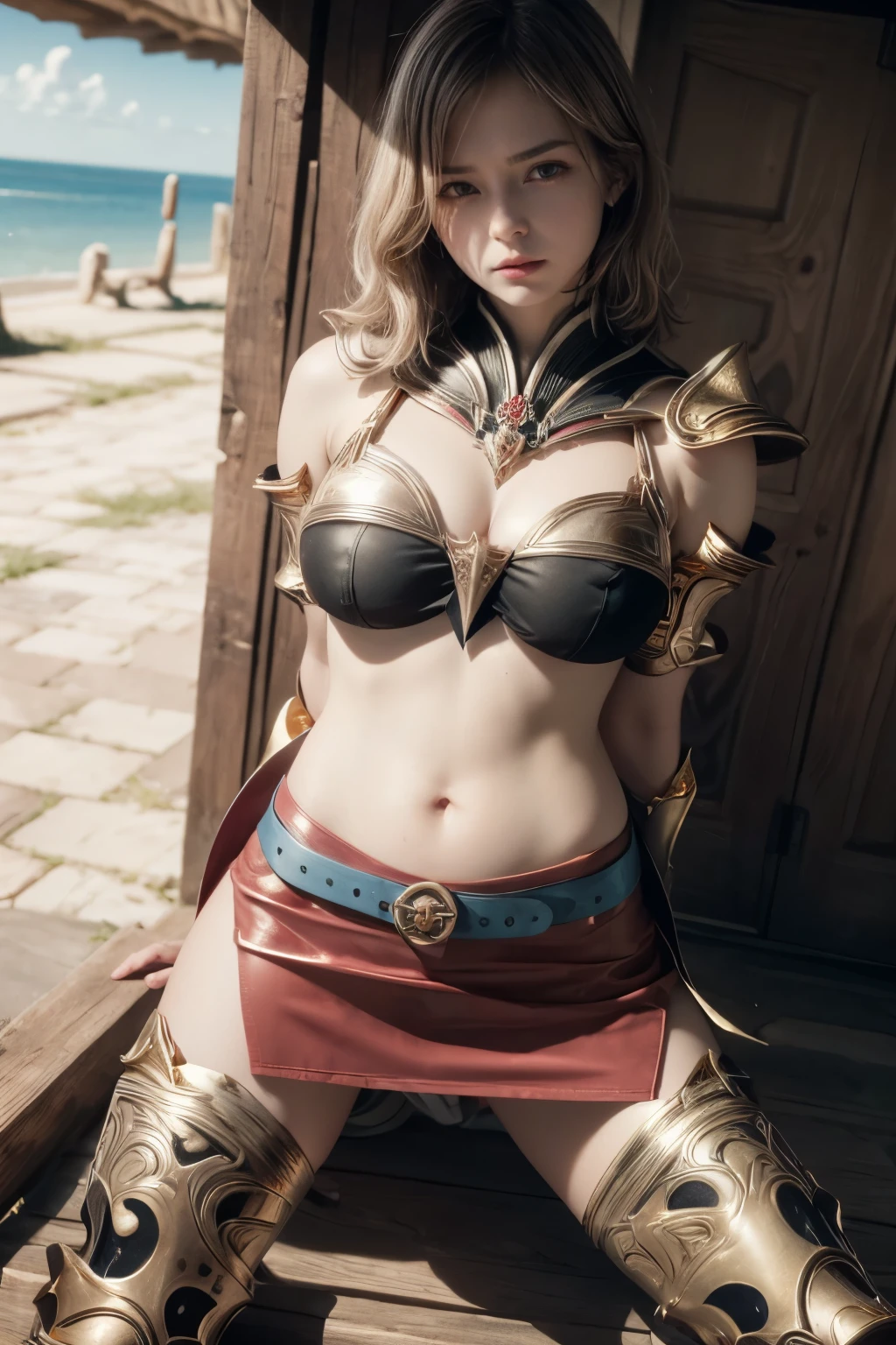 (skindentation:1.5), realistic, photorealistic, (masterpiece:1.5), concept art, intricate details, highly detailed, octane render, 8k, unreal engine, dynamic pose, best quality, highres, ((dramatic)), epic, depth of field, 8k, particles, (realistic face, hyperrealistic), (large breasts, busty), slim waist, wide hips and buttocks, ((1girl, close-up, perfect eyes, detailed eyes, detailed eyelashes, detailed pupils, high quality eyes, perfect_face, high quality face, shiny skin, shiny face, embarrassed, blush, green eyes)), server, pitcher, sign, jovial fantasy atmosphere, detailed background, ((( elf, pointy ears, blonde hair, perfect hands ))), ((archer, archery, extremely intricate cloak, leather armor, leather belt, boots, padded cloth, bracers, bow, quiver)), open slim silk clothes, tight bra, beautiful face, (relief nippleslips), (erect nippleslips), halfnaked,tight white underwear,