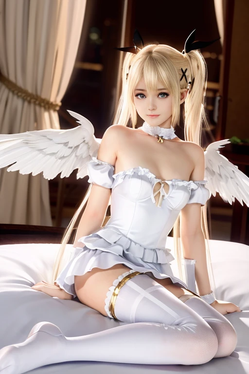 ((masterpiece)), ((best quality)), (ultra-detailed), ((sexy)), (ero), realistic, real, full body focus, bath, a cute girl, 1girl, solo, underwear, beautiful white hair, ((beautiful eyes)), wings, blush, latex