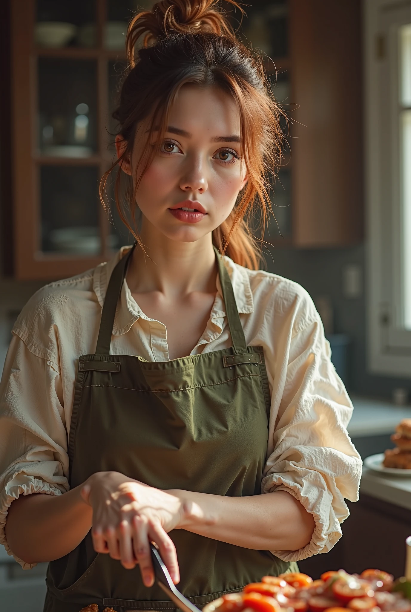 A little, 1 girl, apron,