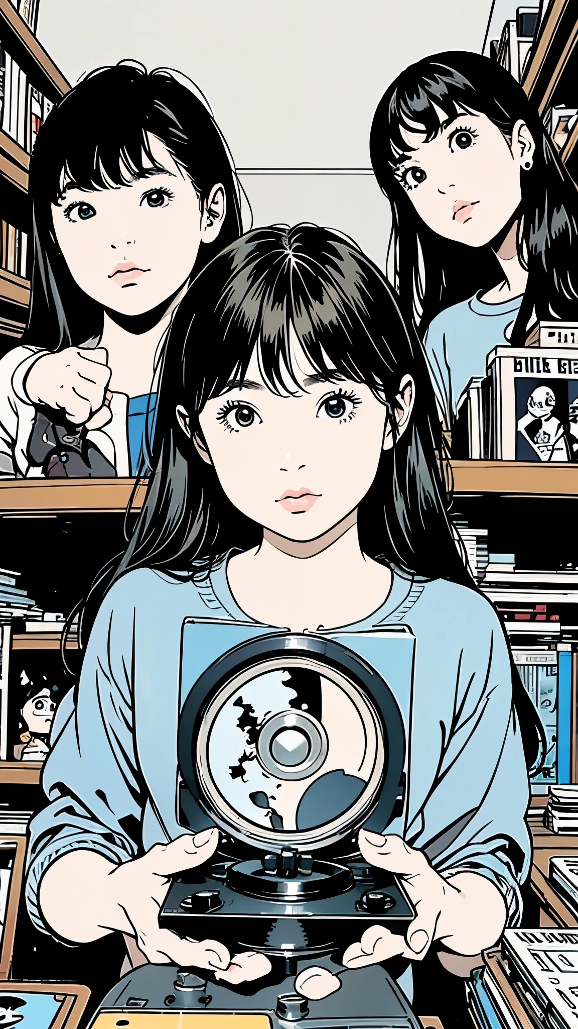 fisheye、record shelf, Tim Doyle , by Dickie Doyle , by Ken Elias , Infinite Records by Billy Colgan, straight long hair、full bangs、by Billy Corgan, discogs, Jesse Richards , Douglas Smith , vinyl, by Dean Ellis, by Billy Colgan, , by David Donaldson, medium closeup, Inspired by Tim Doyle、、