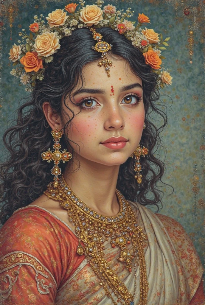 Best quality, highly detailed, masterpiece, Indian nude princess, Rajkanya, royal clothes, Masterpiece, extremely gorgeous woman, matchless Beauty, portrait, Peter Paul Rubens style, women, middle ages, classicism, andrey atroshenko style, painting, long hair, styled hair, very big naked puffy breast with pink nipple , traditional media, realistic, figurative, fine art, detailed Art, oil on canvas, HDR, 8K, original character, high resolution, high detail, focus on the face, intricate, flawless, fluffy hair, Peter Paul Rubens style, By Peter Paul Rubens, sharp picture, avoid crown or mukut in picture,