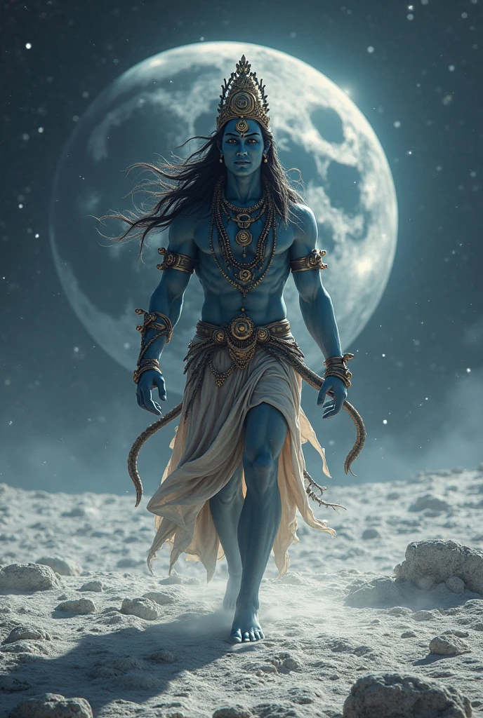 Make a walking lord mahadev on moon