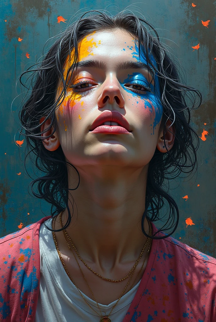 Mandy a melancholy women, Perfect centralization, coelho (franco)de Donnie, Standing position, beleza abstrata, Centrado, looking at the camera, Facing the camera, nearing perfection, triste, desespero, corpo inteiro, hands on her head, Dynamic, altamente detalhado, liso, foco nítido, 8k, high-definition resolution, illustration, arte de Carne Griffiths e Wadim Kashin, fundo Branco, vibrant colors