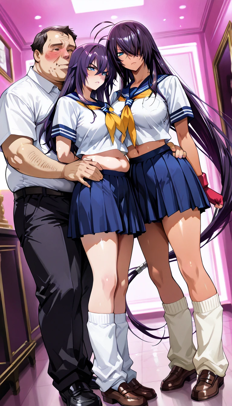 ((夜)), ((view from direct above)), nsfw:1.0, ((Full Body Shot:1.0)),(secreatry, one mature female lady, (beautifule eyes, black eyes, teary-eyed), black hair, straight long hair, separated bangs, slim body, small-medium breast, , (((open cloth, torn bra, white bra, erect nipple))), sailor blouse, black pleated mini skirt, (((black long socks))), black loafers), (one fat ugly guy with bald hair, standing doggy-style sex, ((his hand covering her mouth))), at dirty street, graffiti wall, dead end, drooling, sad face, cum on her legs, (masterpiece:1.2), highly rated, high definition