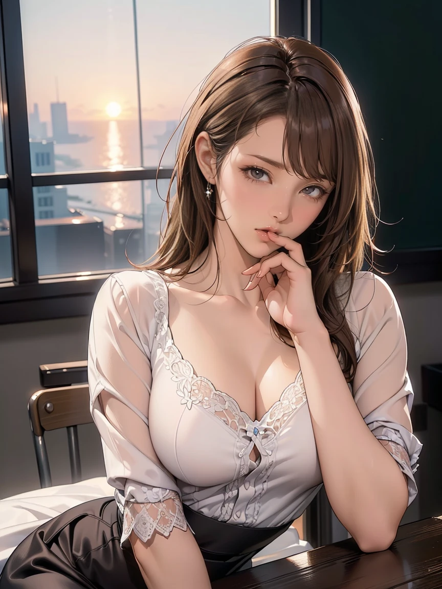 Top quality, (realism: 1.2), 1 girl of , idol, gravure model, bangs, brown hair, brown eyes, fine face, beautiful eyes, hair ornaments, necklaces, earrings, cocktail dress, luxurious lace embroidery, brown eyes, v6, short gray hair, bob, (obvious cleavage: 5.8), (big beyond imagination: 9.9, big sticking out: 6.3), undressing, blush, Look, ( Stunning, high resolution, RAW photo, realism: 1.25), (bright color lip gloss, long eyelashes, transparent double eyes, smooth face, bright skin, natural shadows, wide light, wide light, depth of field, strong colors, subtle caustics: 0.8), (good design), (fabric area very small), (waist constriction: 1.5), (wet skin), (her body is wet)), ( (see-through))), (the shape of the pubic area is clearly visible: 2.6), sexual expression, (spread the thighs: 1.8), luxurious church floor, (rubbing your breasts yourself)), lifting the skirt with your hands, masturbation, areola visible, wedding dress, squatting cowgirl, reflector board