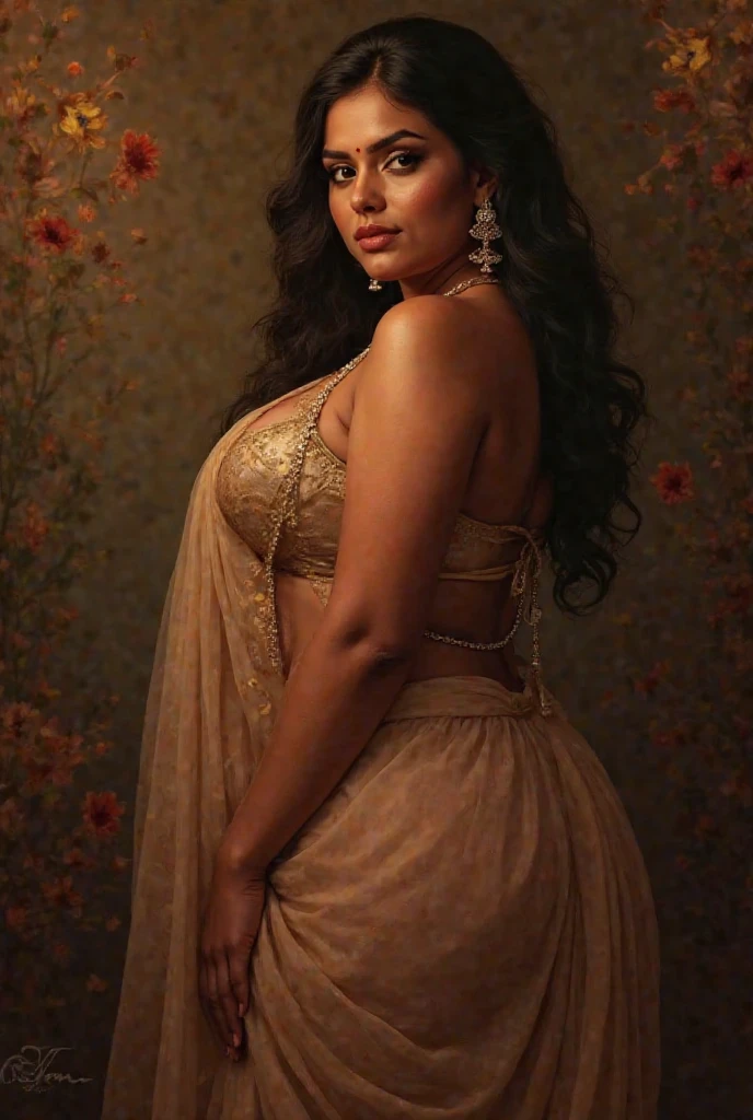 Indian sexy WOMEN WEARING saree , ancient sex goddess , perfect figure , big boobies , showing her round belly button , sexy deep navel , curvy waist , thick legs , slutty makeup , dark eyeliner , HOT red lips , long hairs , earrings , shinny ornaments , necklace , 8k resolution , photorealistic , ultra realistic , HD Quality , photography , long shot , full body photograph , cinematic lighting , daylight , Hasselblad photography , ARRI Photography , details , extreme details , little details , ultra sharp photo , perfect picture , fine details , HQ ,
