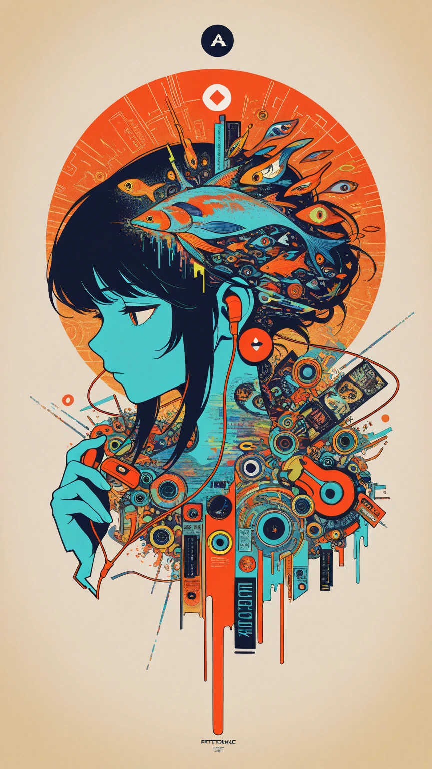photo, black and white drawing of a woman surrounded by electronics (LineArtGirl style:1) <lora:djzLineArtGirlv21:1>