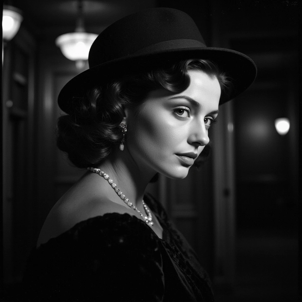 sophialoren <lora:sophialoren:0.6>, Best quality, masterpiece, ultra high res, (photorealistic:1.4), 1girl, a woman in a black dress and hat posing for a picture in a room with a couch and a window