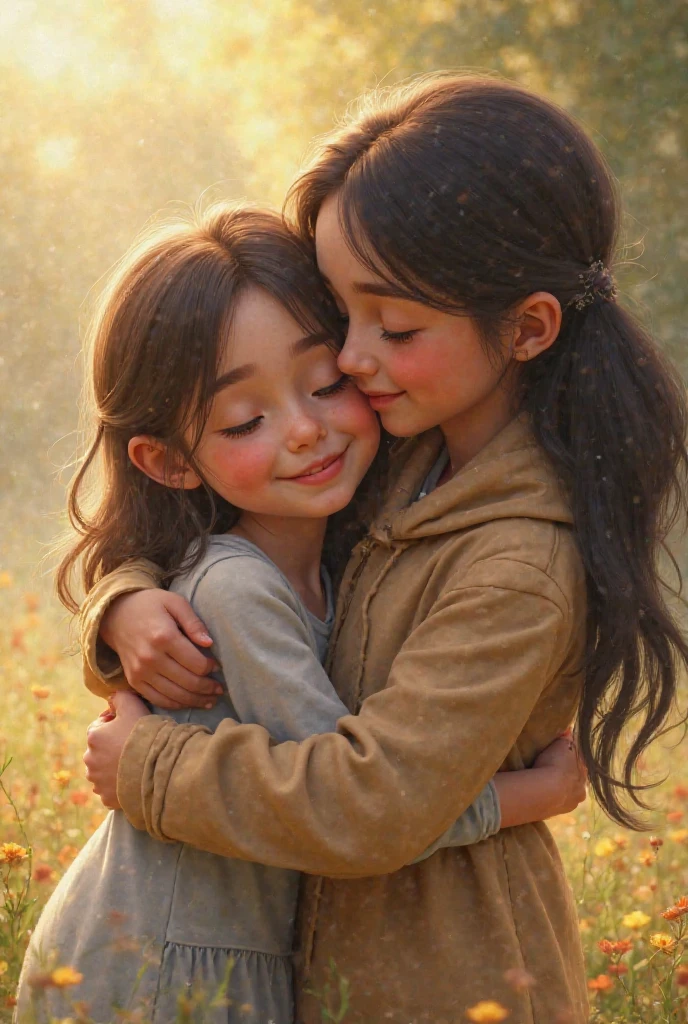 One person hugging another