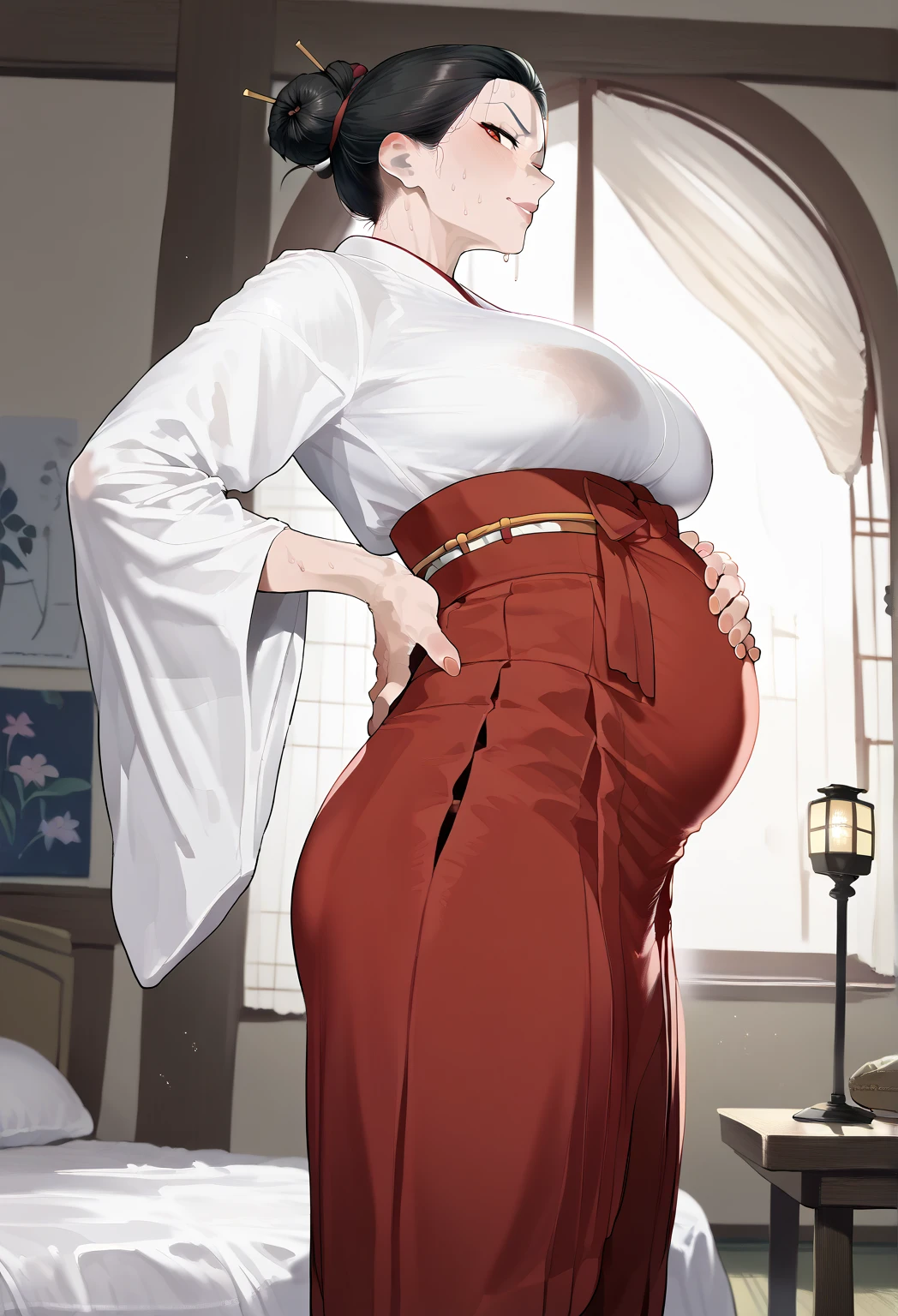 florence_alicia, huge_breasts, standing, solo, china_dress,, masterpiece, best quality, detailed face, detailed eyes, highres, chubby, fat belly, thick thighs, heavy belly, bottom heavy, reviling underwear , (best quality, masterpiece)