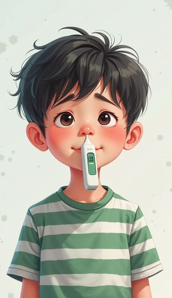 Drawing of a child putting ointment on his mouth