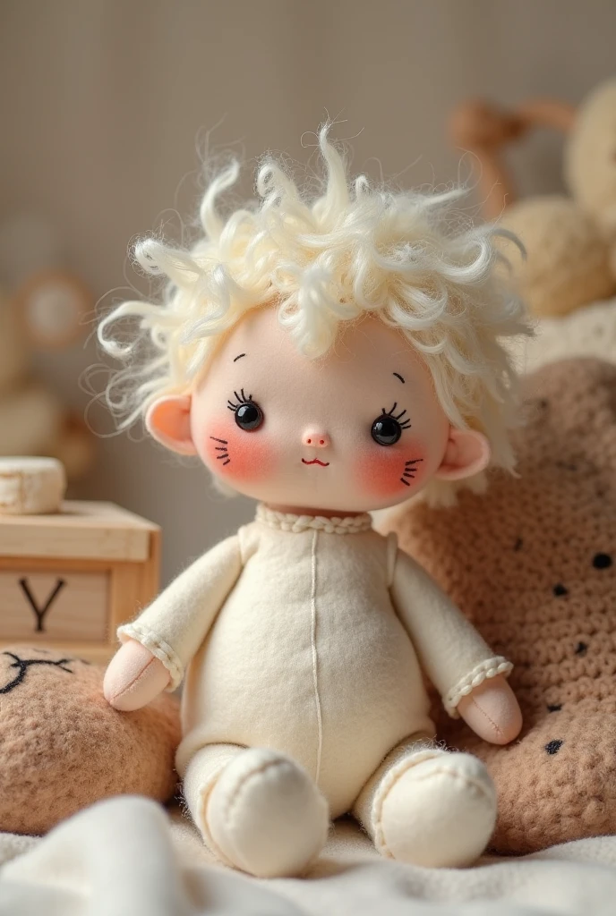 Create a felt  doll with hair