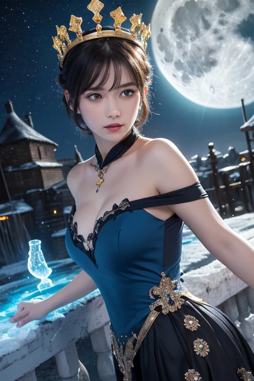 (Front Focus、Perfect Anatomy:1.5)、(ultra-detailliert、16k picture quality、Raw photo: 1.6)、hyper realist、Fantasia 、art by、photoRealstic.Cinematic lighting、(portlate)extra detailed face、2 girls、sixteen years old、Medium Hair、Frolicking(Show your teeth and smile、Outstanding smile:1.4)lesbian、Have fun(Harry Potter Cosplay、Wizard's Poncho:1.5)(deep in the night、Midnight、:1.5)(theme park、Harry Potter castle scenery、nighttime scene:1.4)