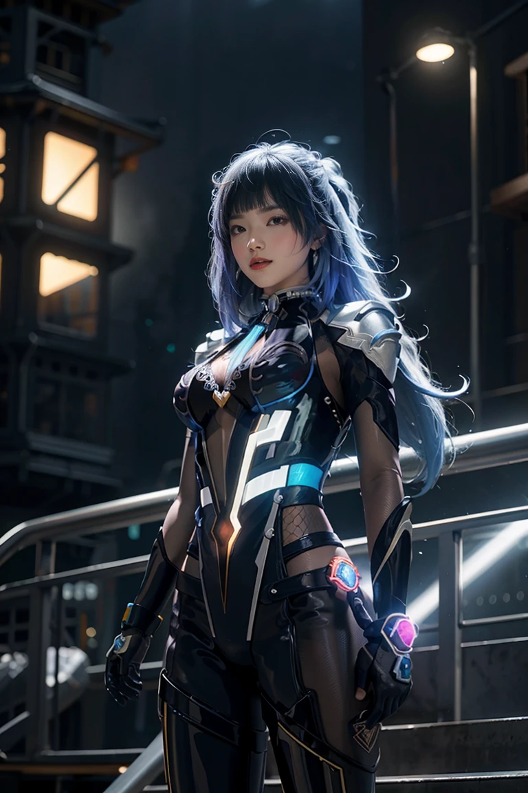 a close up of a woman standing in front of a giant robot, cyberpunk anime girl mech, girl in mecha cyber armor, female mecha, trending on cgstation, mecha suit, d. va from overwatch, giant anime mecha, trending at cgstation, cyberpunk 2 0 y. o model girl, cgsociety and fenghua zhong
