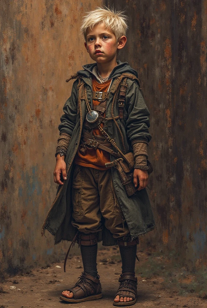 I want a picture about the murderer Jean-Baptiste Grenouille who Physically, He is a scrawny boy, sound, hunchbacked and with a deformed foot who dresses in clothes from 14th century France, apart from being emaciated by smallpox and black plague.