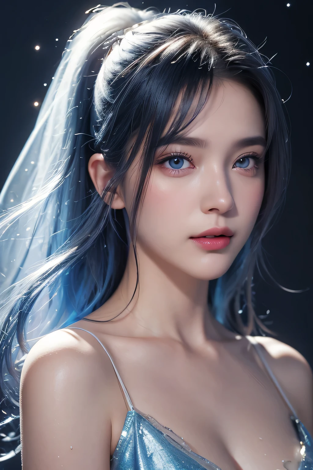 (hyper-actual), (illustration), (high resolution), (8k), (Very detailed), (最佳illustration), (beautiful and delicate eyes), (best quality), (super detailed), (masterpiece), (wallpaper), (lifelike), (Natural light), (edge lighting), (Detailed face), (高度细致lifelike皮肤纹理), (anatomically correct), (alone), (1 girl), (高细节lifelike头发), (blue hair:1.2), spiky hair, (heterochromatic eyes), (Detailed green eyes), (There is a small mole under the eye), (actual:1.5), (Naked room:1.3), (long legs), (slim abs), (dynamic poses), (close your mouth:1.3), (traditional hanfu), (transparent clothes:1.5), national foundation,breasts on display,breasts on display,exposing her breasts,huge ,huge breasts,exposing her breasts,huge breasts,