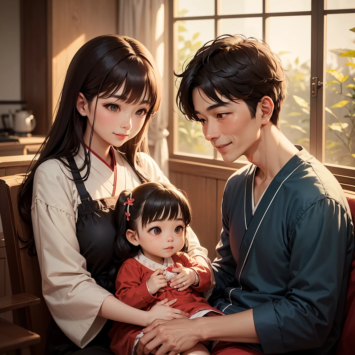 (Masterpiece, Top Quality, Best Quality, Official Art, Beauty and Aesthetics: 1.2), Father's Day, Chinese's (Boys & Girls) and Father, 8K --auto --s2