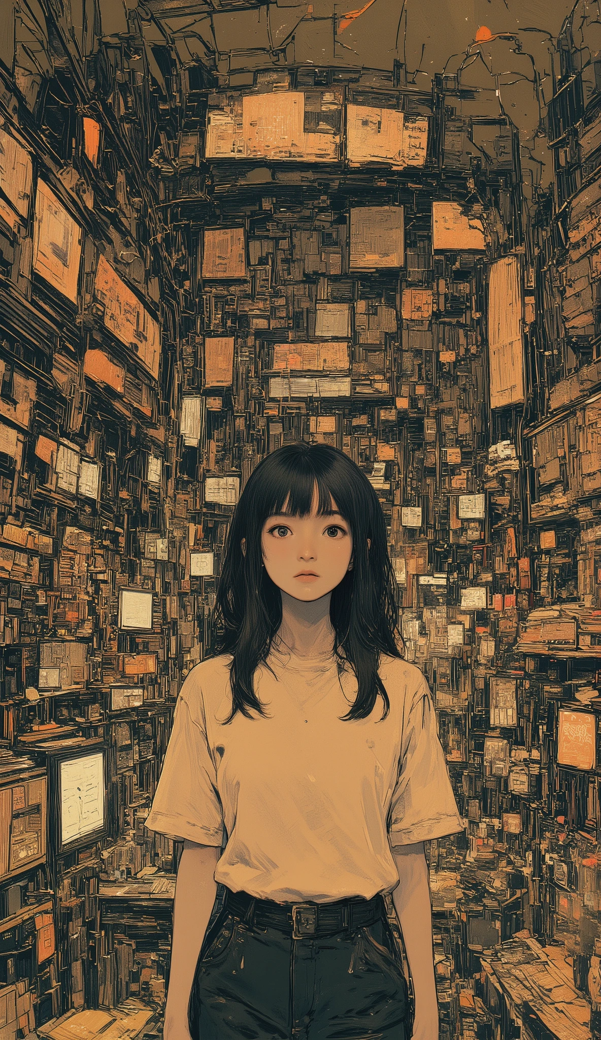 fisheye、record shelf, Tim Doyle , by Dickie Doyle , by Ken Elias , Infinite Records by Billy Colgan, straight long hair、full bangs、by Billy Corgan, Discogs, Jesse Richards , Douglas Smith , vinyl, by Dean Ellis, by Billy Colgan, , by David Donaldson, medium closeup, Inspired by Tim Doyle、、