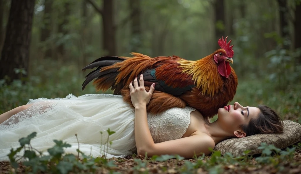 An image with a rooster sleeping