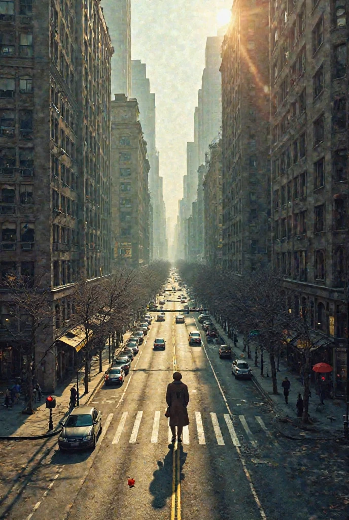 From above, the city stretches out like an abandoned masterpiece, its streets drawn in perfect lines, yet devoid of life. The sun casts long shadows over empty boulevards, where only the wind dares to roam. Once vibrant intersections now stand frozen in time, their traffic lights blinking for no one.
Buildings, proud yet forlorn, gaze upon the vacant roads as if waiting for footsteps that will never come. Storefronts remain shut, their signs whispering memories of a bustling past. A lone leaf skitters across the pavement, the only traveler in a metropolis lost to silence.
It is a city that once breathed, once pulsed with the rhythm of its people. Now, it stands still—a forgotten symphony without an audience, a monument to something lost, or something yet to begin.
