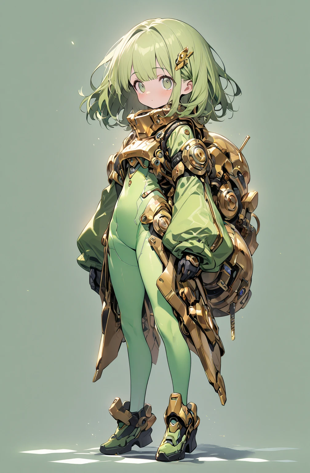 Black Kakalot Female, Green Hair, Look at Viewer, Green Castle, sitting chair, panty