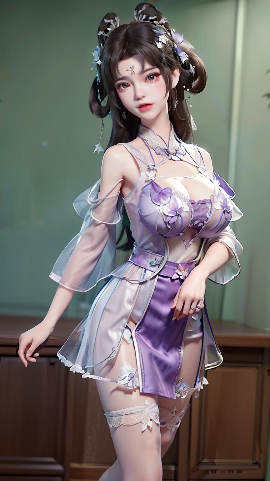 nsfw, sexy stylish Thai model, only 1 female, ((doll-like appearance)), short lilac stylish hair, ((shiny Victorian-Style boots)), (big smile), ultra detailed eyes, vivid eye makeup, lipgloss, long lashes, defined eyebrows, ((sexy Paradise Kiss cosplay)), bell-shaped skirt, petticoats, high neckline, puffed sleeves, ((ultra detailed lace)), ((ultra detailed embroidery)), intricate details, Paradise Kiss accessoires and matching headpiece, choker, ((large sparkling Paradise Kiss jewelry)), cinematic light, detailed large park background with trees