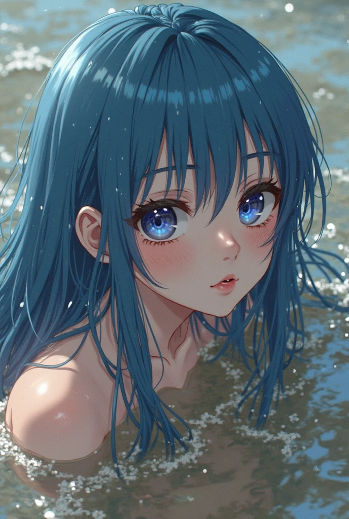(Highest quality),(masterpiece), (Very detailed8K壁紙),Very detailed,Cinema Lighting, Detailed light, Best Shadow, Dynamic Angle, blue eyes, Black Hair,Blue Hair,Different world,Detailed face, Detailed reflective eyes, Beautiful Eyes, 非常にDetailed face,Reflective Hair,thin,Big Breasts,Animal ears,High exposure,attractive,look up,Sandy Beach,cute,Dropped ears,fun,smile,From the side,Sweaty,More than one person,